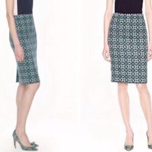 J.Crew Green Geometric Pencil‎ Skirt | Jacquard Fair Isle Style | Women’s 4